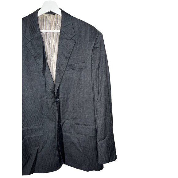 Perry Ellis Blazer Mens 44 Suit Jacket Sport Coat Gray Stripe Work Old Money - Picture 3 of 9